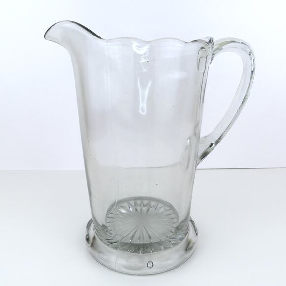 Vtg Indiana Glass Diamond Point Clear Pitcher 52oz Pressed Glass Small Chip - Picture 1 of 13